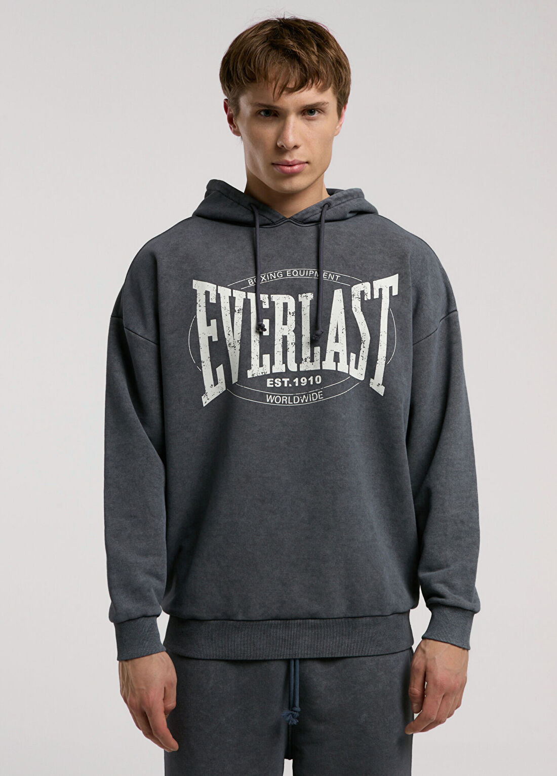 Everlast Authentic Boxing Antrasit Kapüşonlu Oversize Sweatshirt