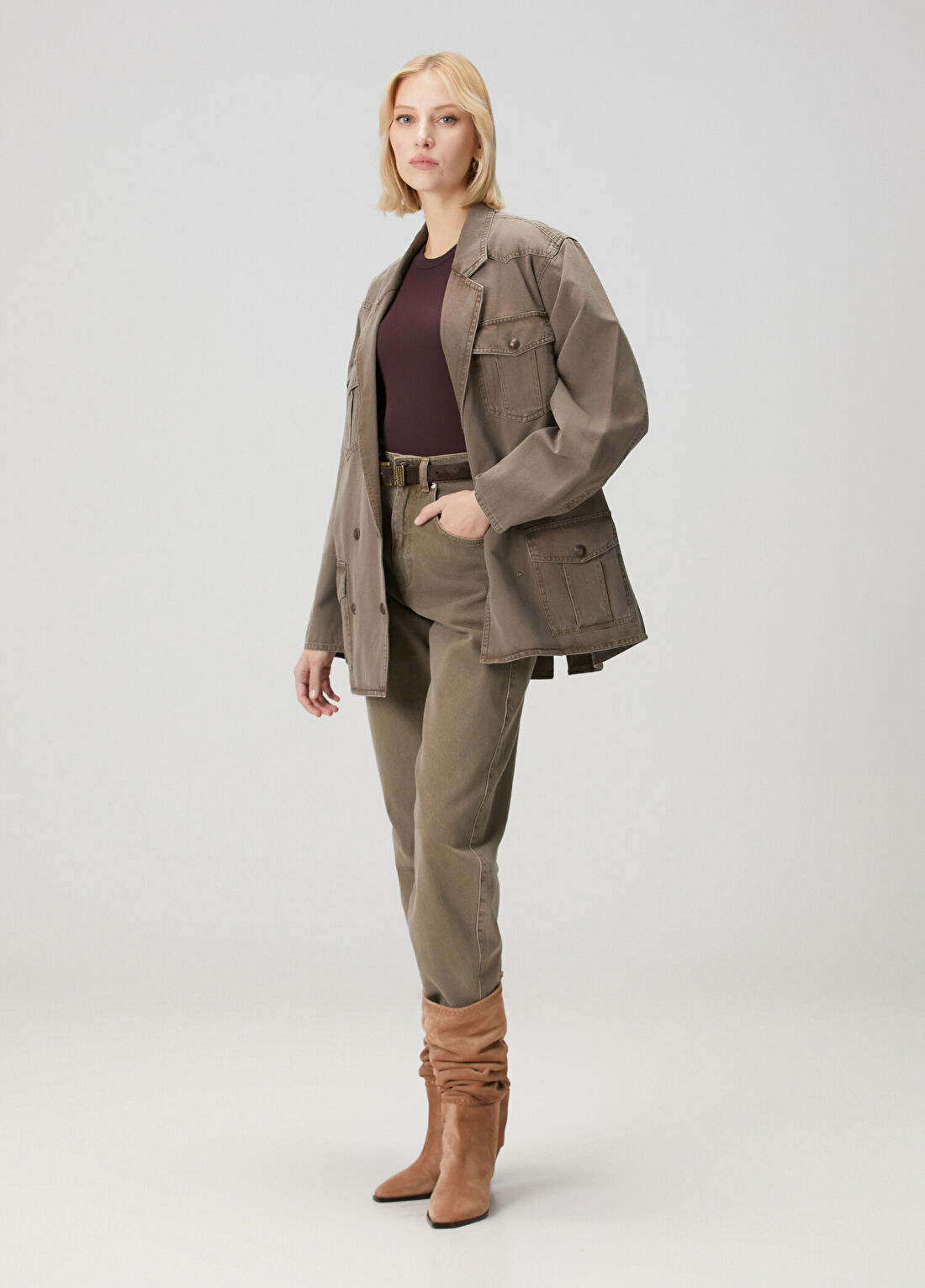 Marant Etoile Nevala Bronz Kruvaze Denim Ceket görsel 2
