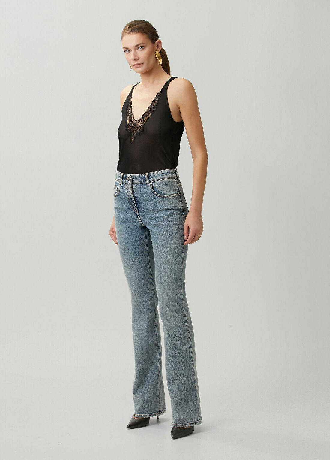 Balmain Mavi Bootcut Jean Pantolon