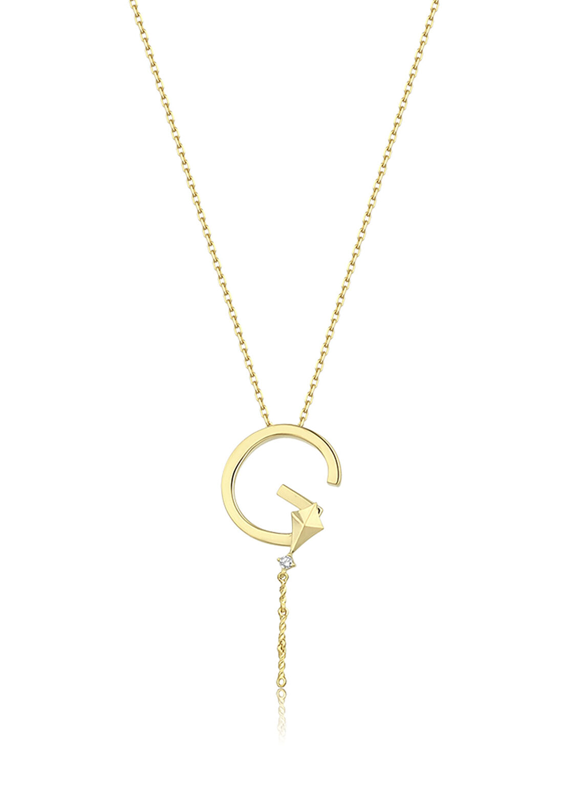 Bendis Design Deniz G Harfi Gold 14 Ayar Altın Kadın Kolye görsel 2