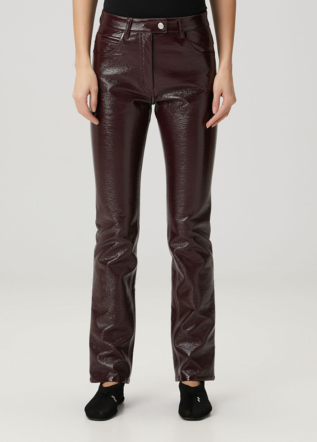 Courreges Reedition Bordo Vinil Pantolon görsel 2
