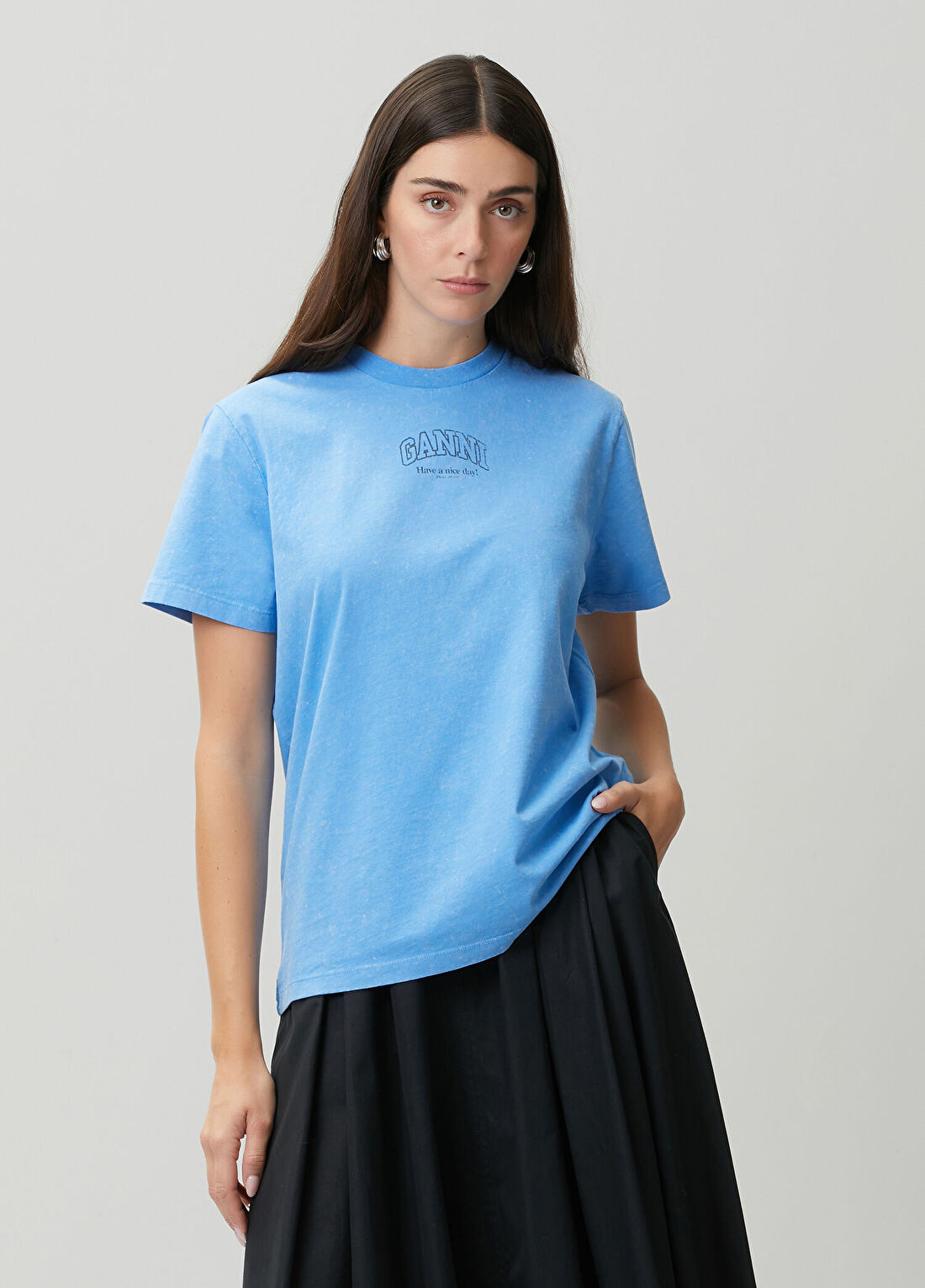 Ganni Mavi Logolu T-shirt