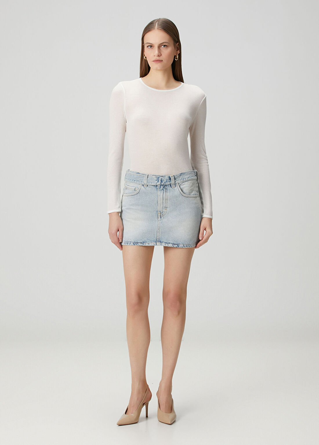 Haikure Açık Mavi Mini Denim Etek