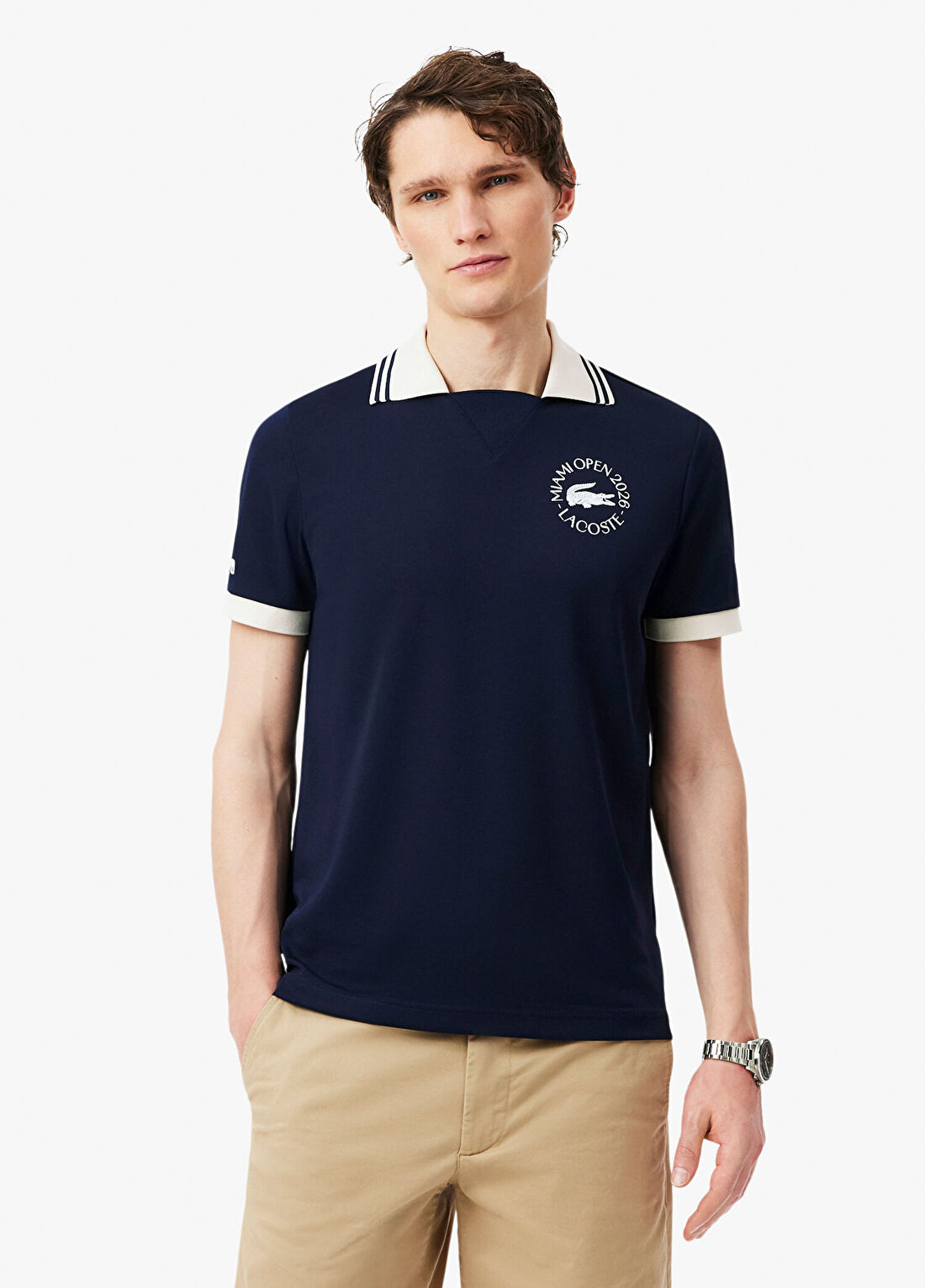 Lacoste Lacivert Baskılı Polo Yaka Regular Fit Kısa Kollu Erkek T-shirt