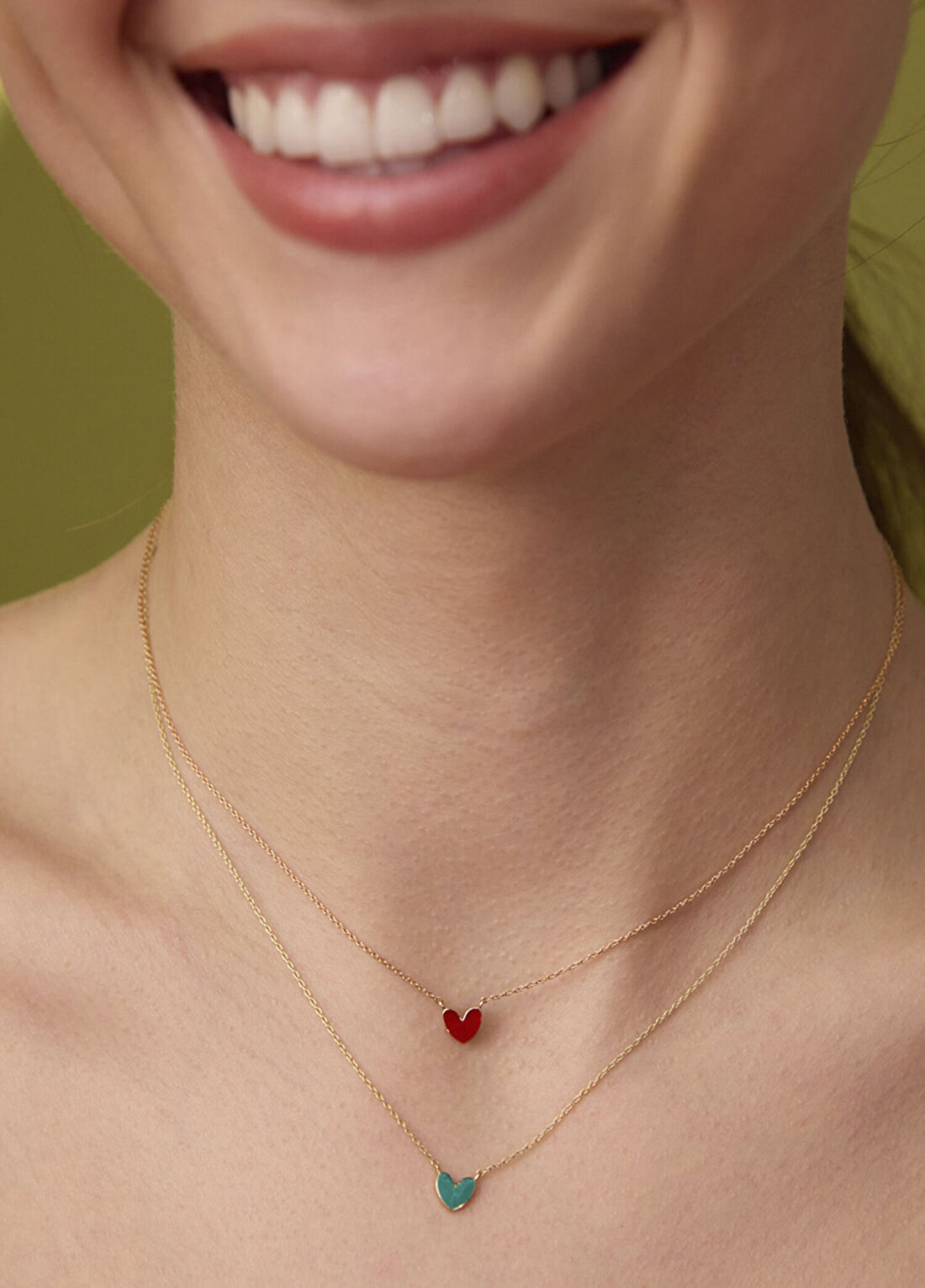 Reis Kuyumculuk Love Bombing Green 14 Ayar Rose Gold Kadın Kolye görsel 3