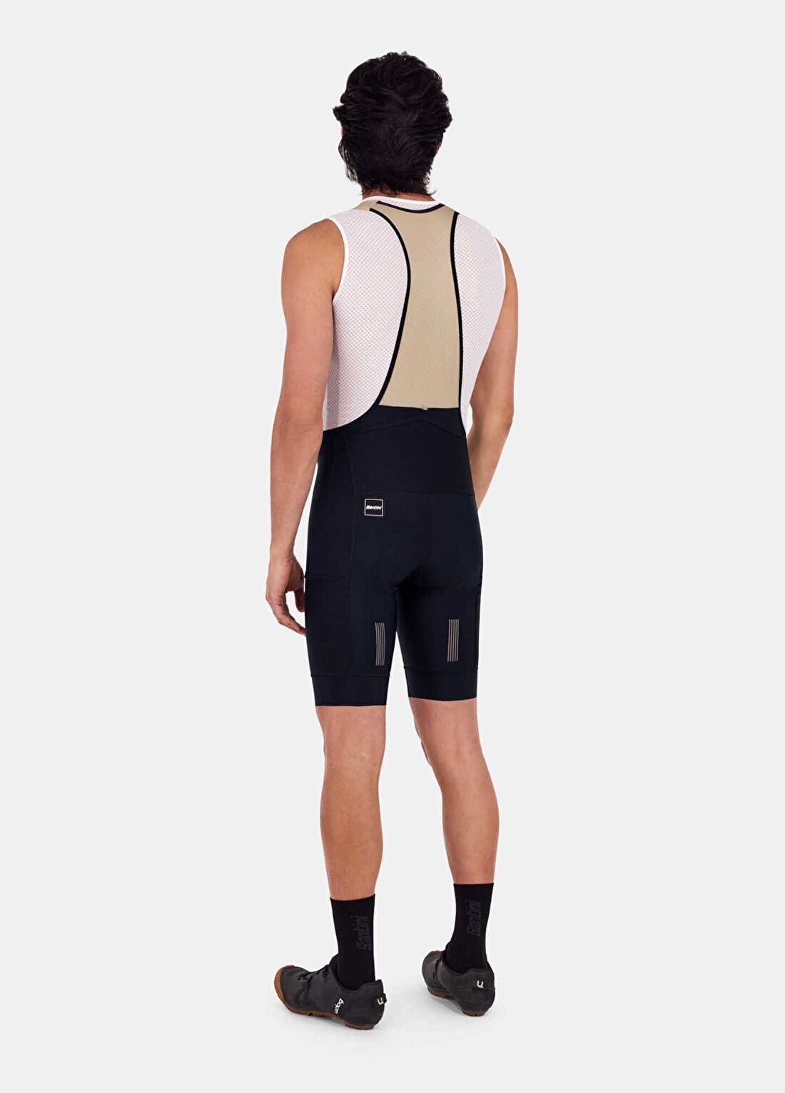 Santini Cargo Siyah Askılı Kısa Unisex Bisiklet Taytı görsel 3