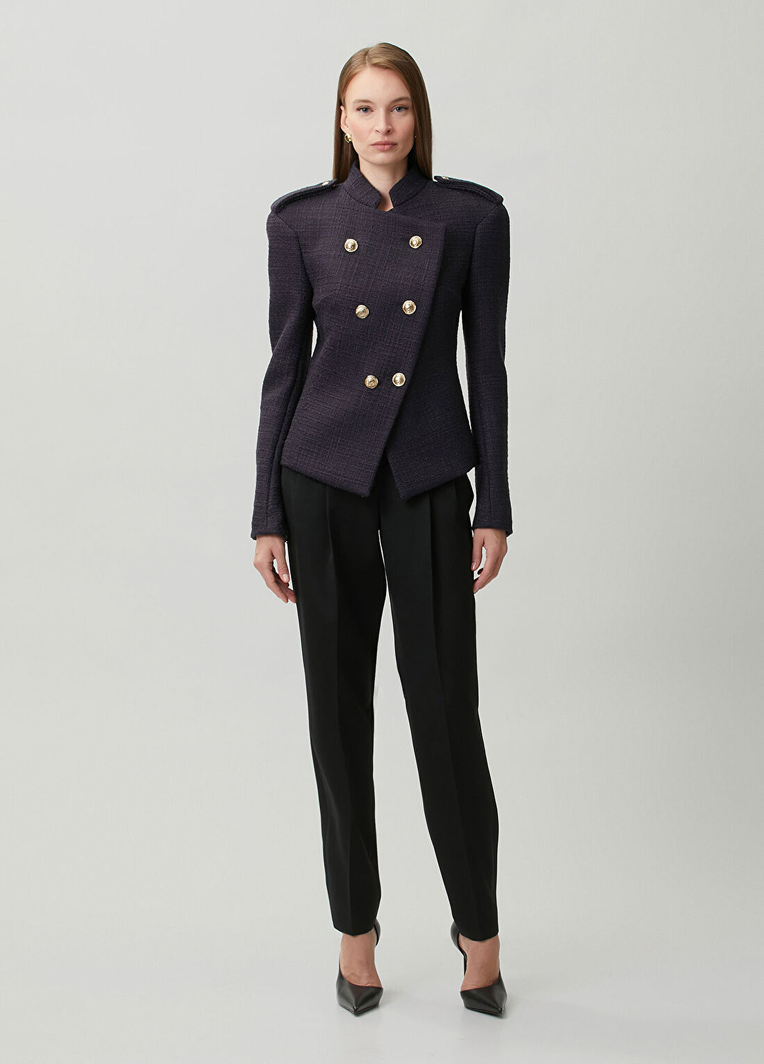 Balmain Siyah Pileli Yün Pantolon
