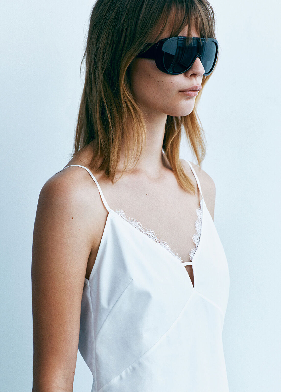 Rawe Leila Top İn Poplin Beyaz Askılı Kadın Bluz görsel 3