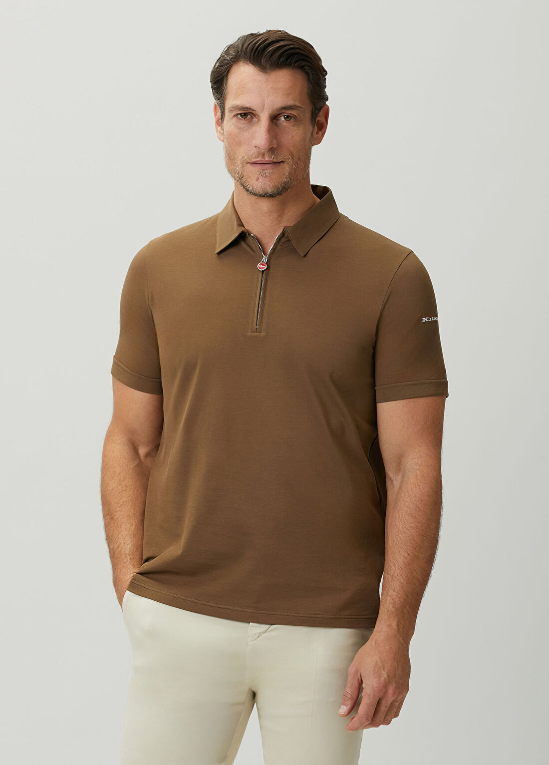 Kiton Kahverengi Logo Nakışlı Polo T-shirt