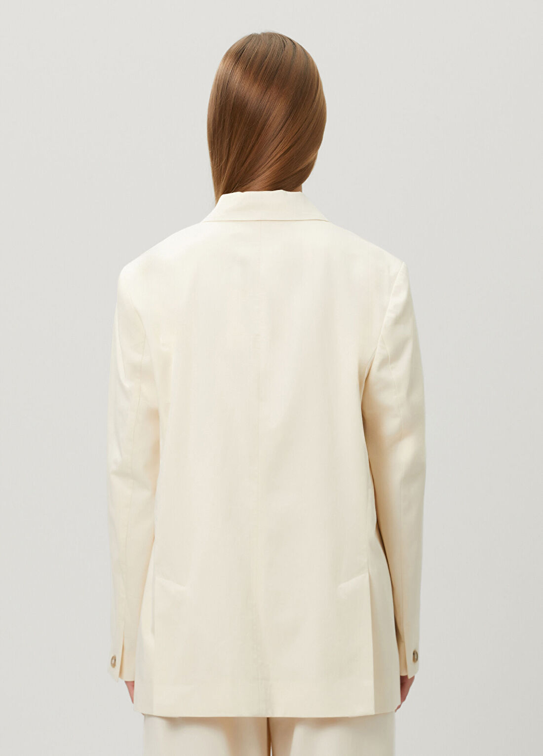 Frame Denim The Lounge Ekru Kruvaze Blazer görsel 4