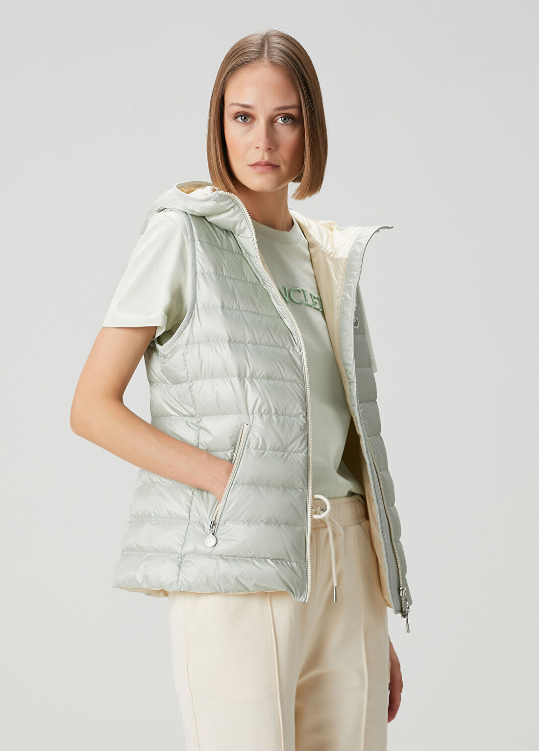 Moncler Glygosse Açık Mavi Kapüşonlu Yelek