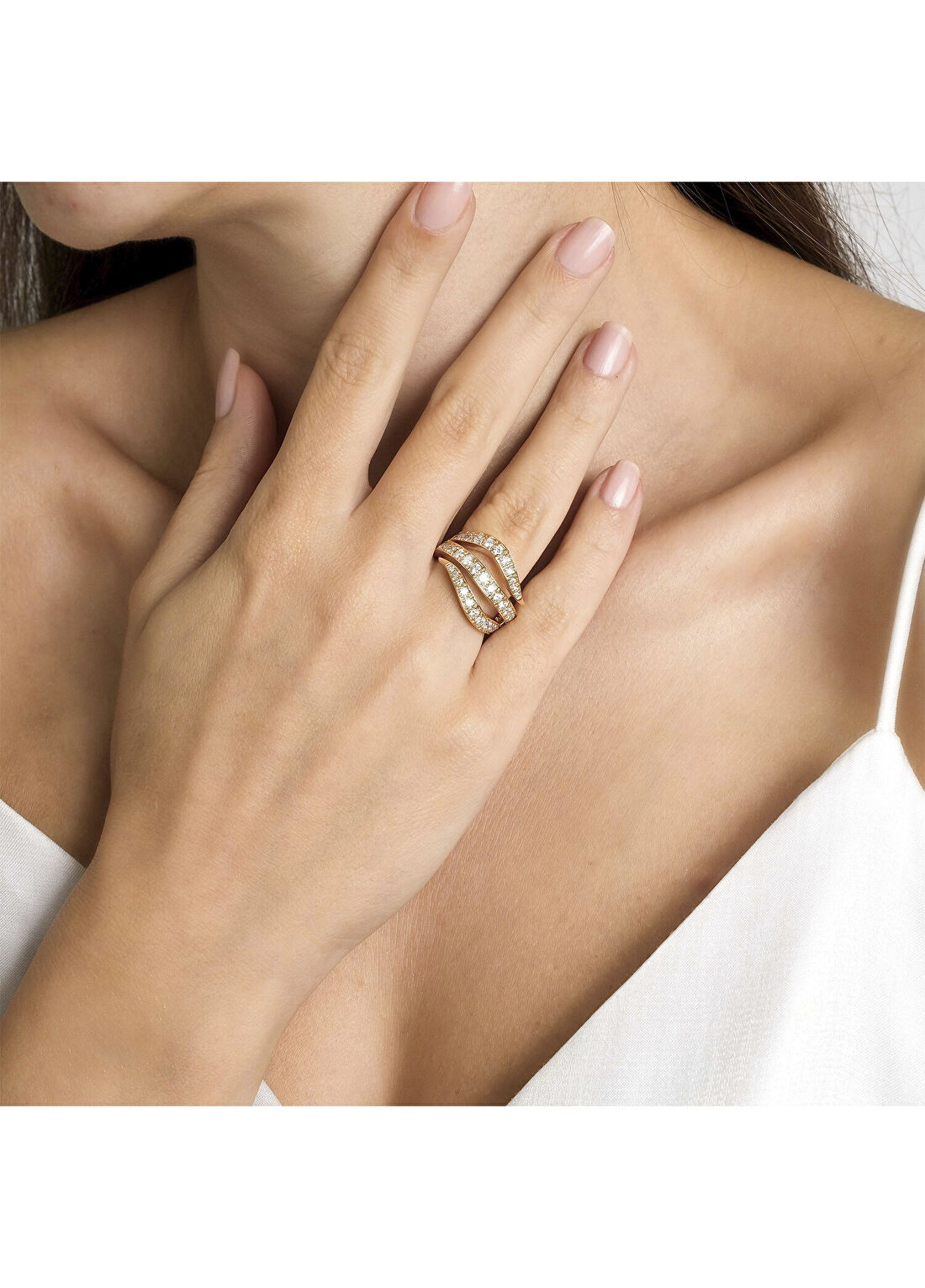 Markiz Jewelery 14 Ayar Rose Altın Kadın Pırlanta Yüzük görsel 2