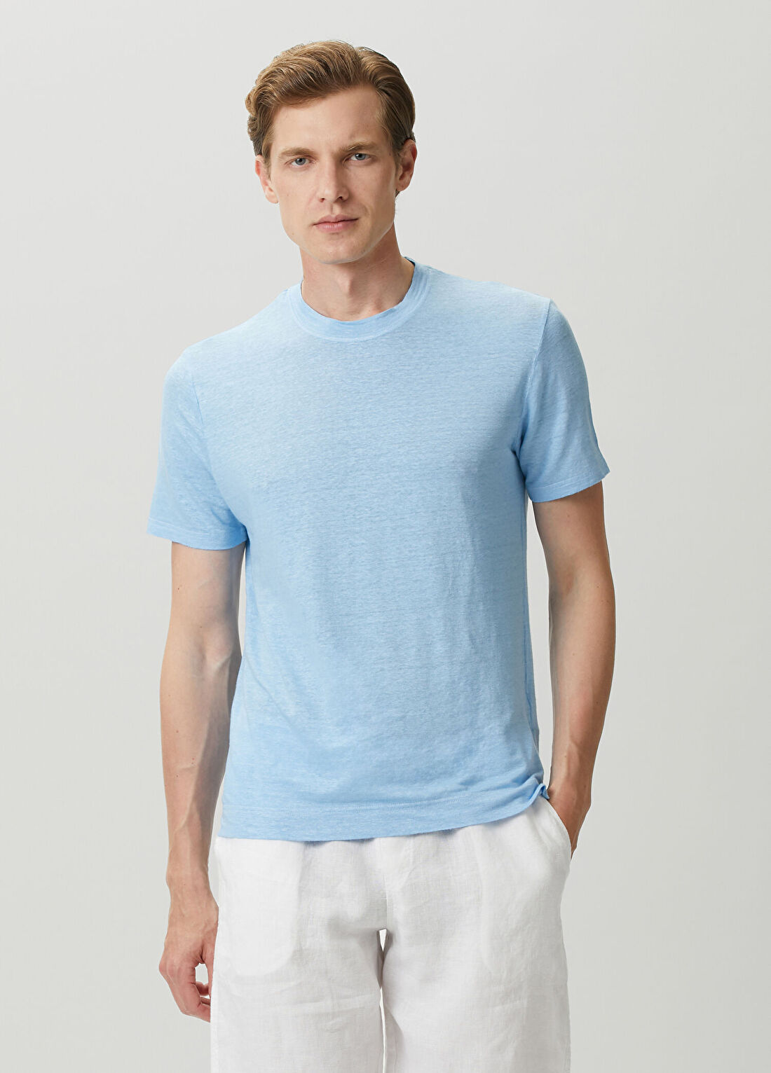 Fedeli Mavi Keten T-shirt