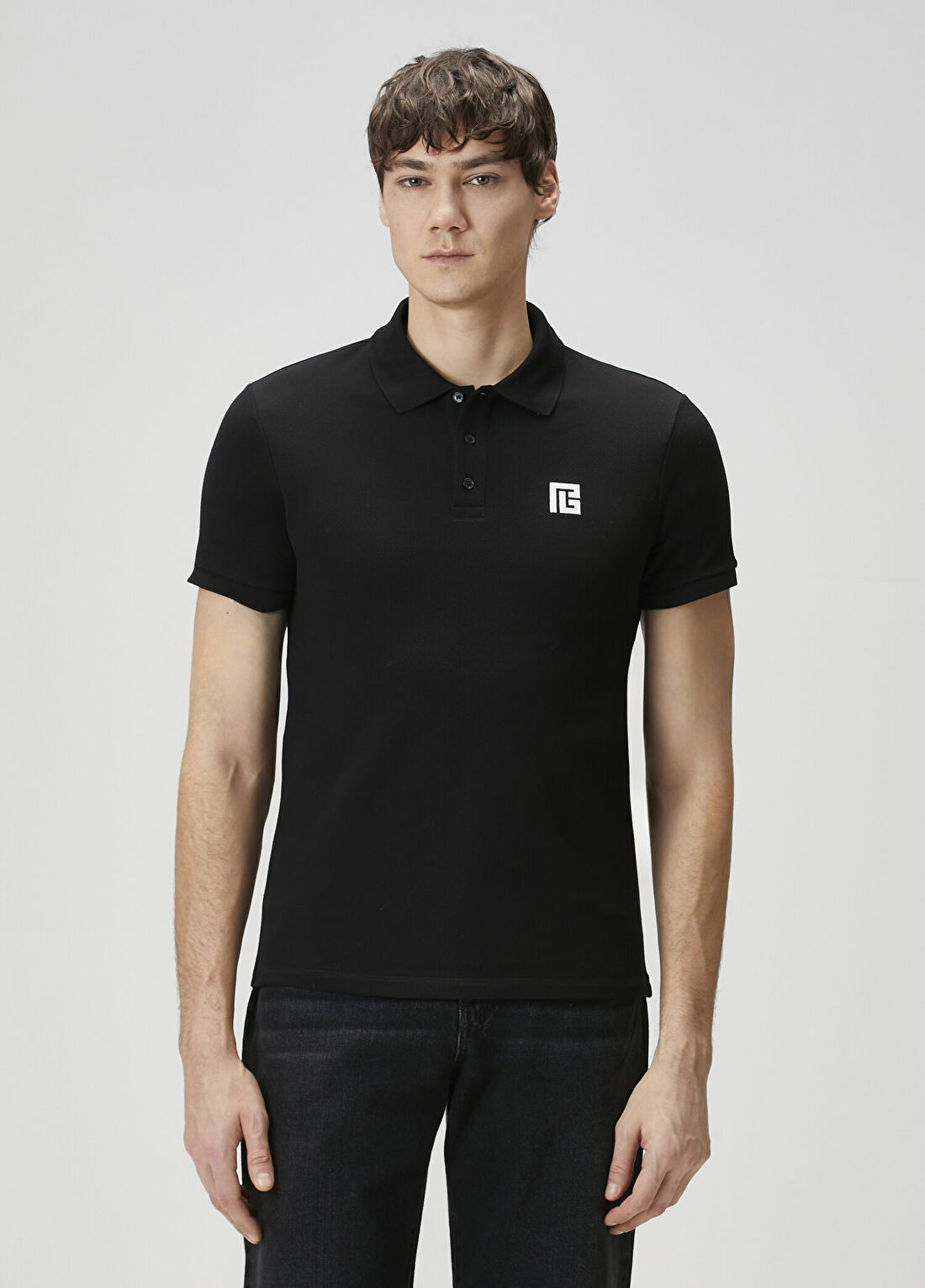 Balmain Siyah Logo Nakışlı Polo T-shirt