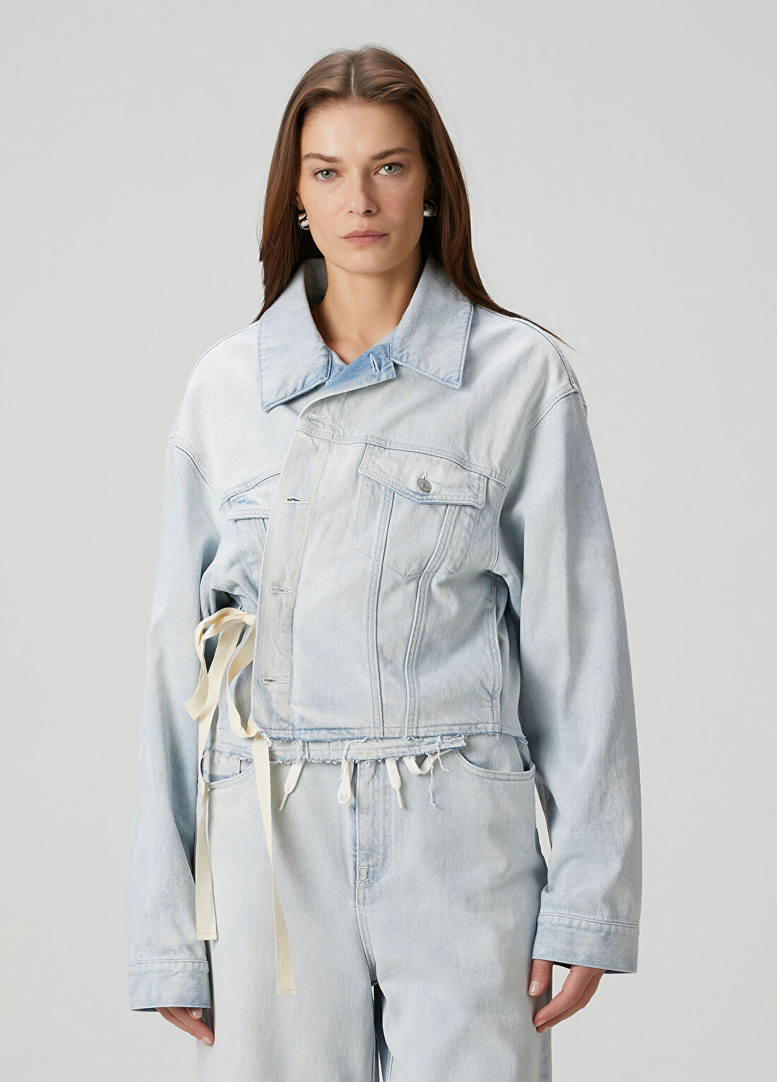 MM6 Maison Margiela Açık Mavi Bağlama Detaylı Denim Ceket