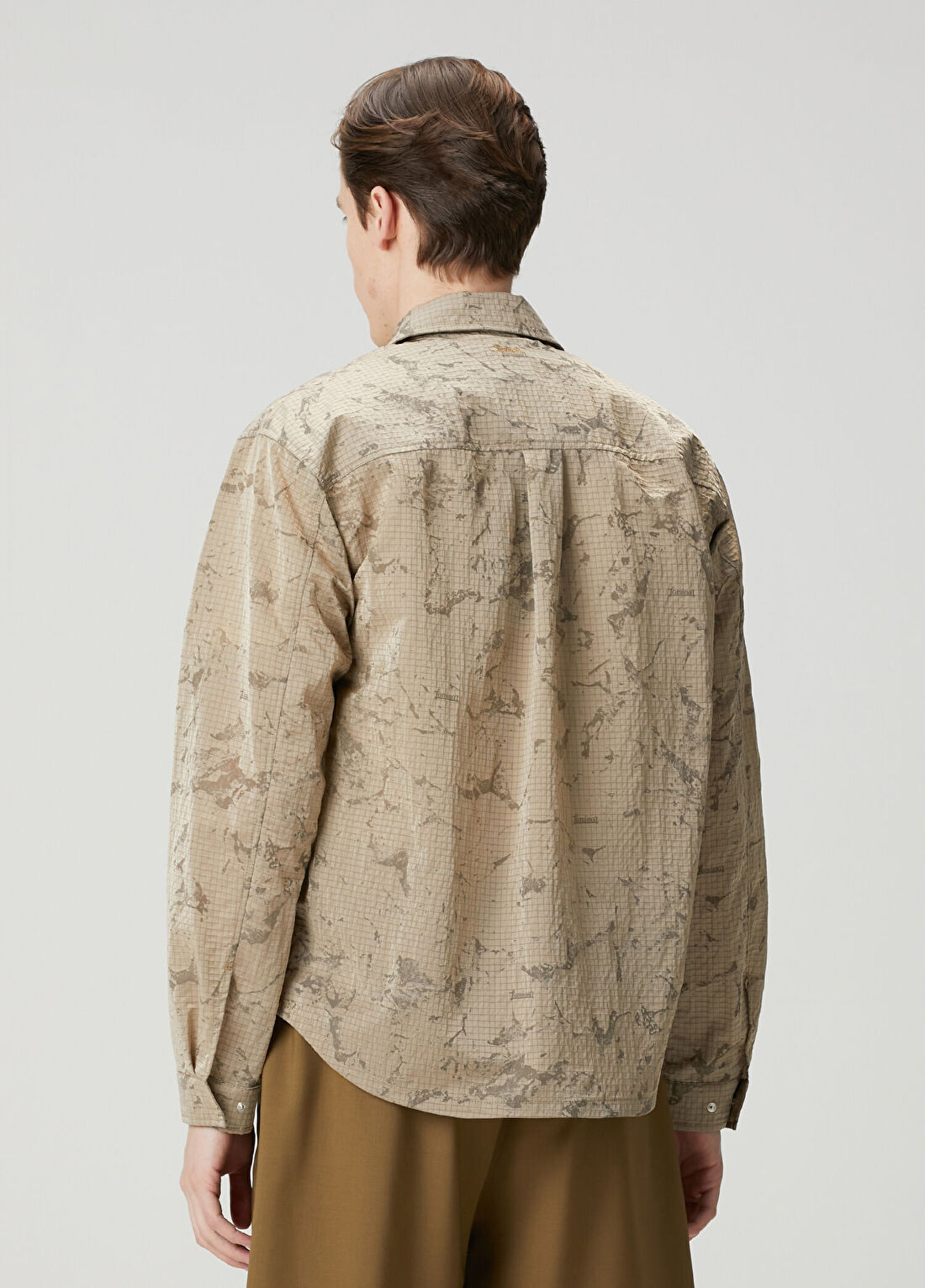 Laminar Relaxed Fit Camel Desenli Gömlek görsel 4