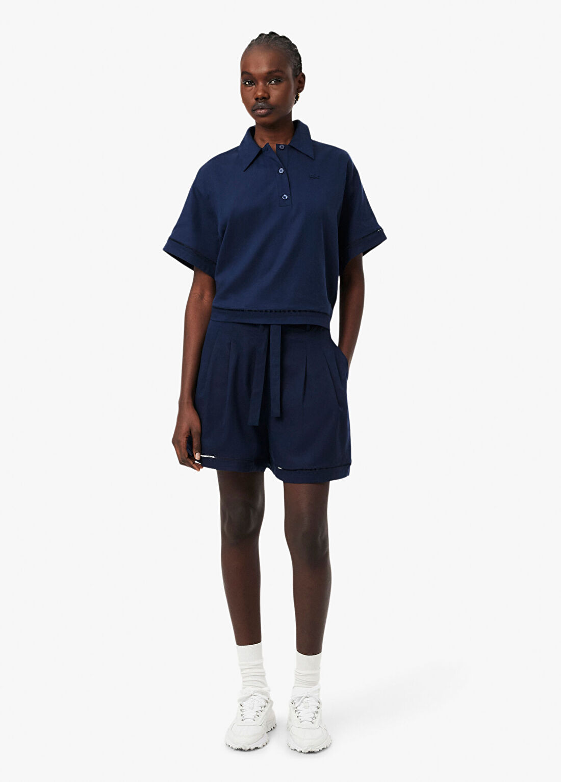 Lacoste Lacivert Oversize Fit Kadın Bermuda Şort