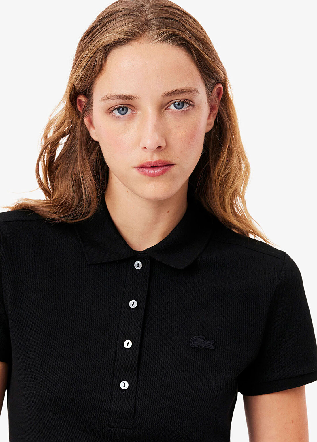 Lacoste Siyah Polo Yaka Slim Fit Kısa Kollu Kadın T-Shirt görsel 2