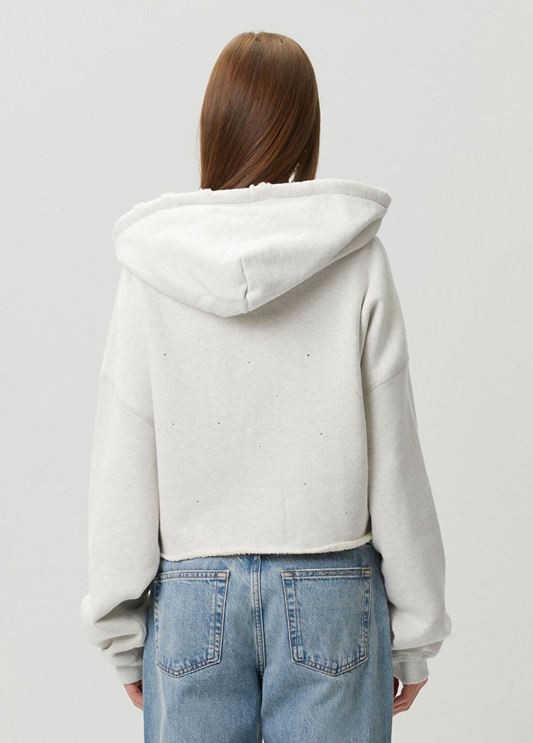 Golden Goose Gri Kapüşonlu Taşlı Sweatshirt görsel 4