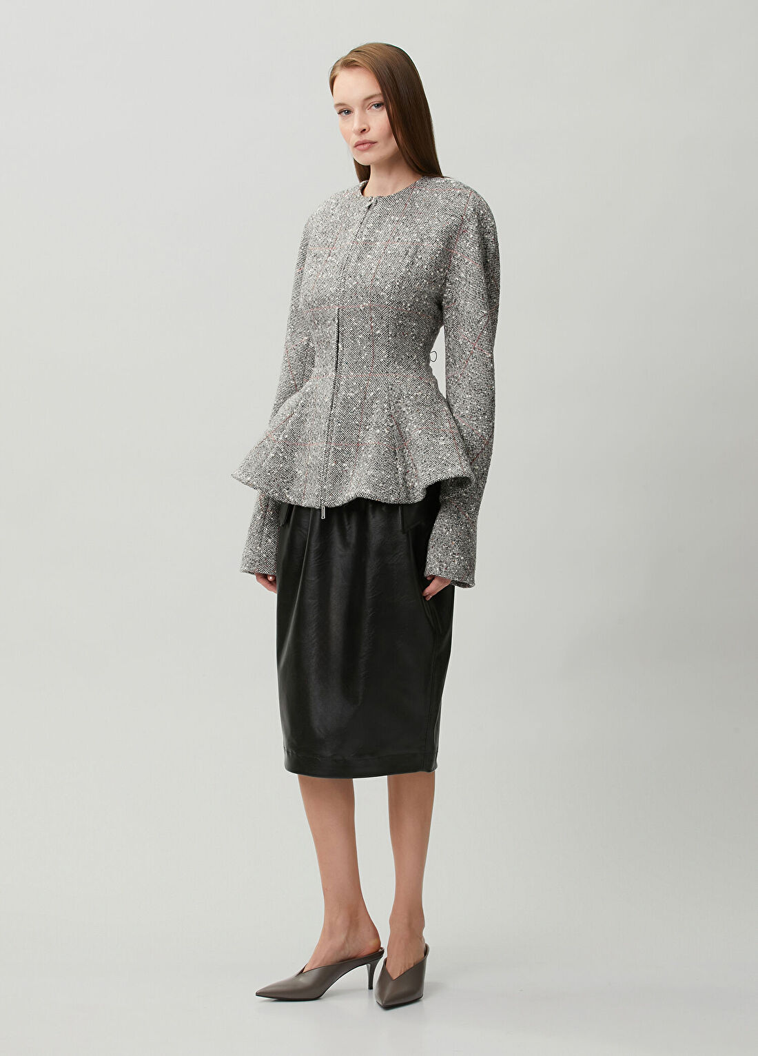Stella McCartney Gri Peplum Detaylı Yün Ceket görsel 2