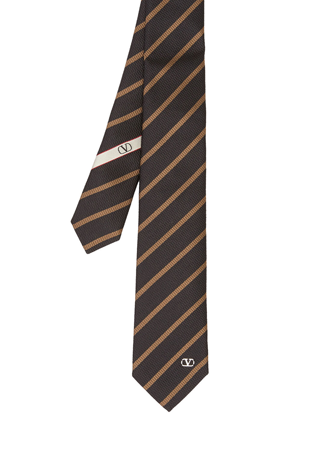 Valentino Garavani Siyah Taba İpek Kravat