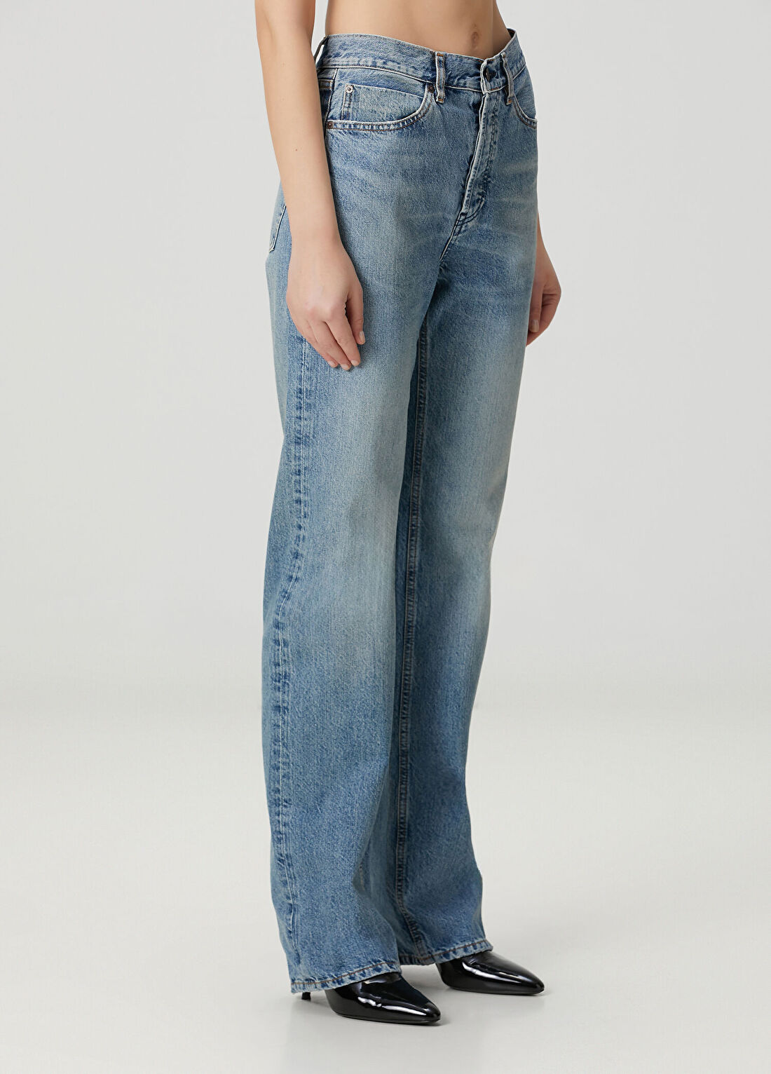 Frame Denim The Stack Mavi Jean Pantolon görsel 3