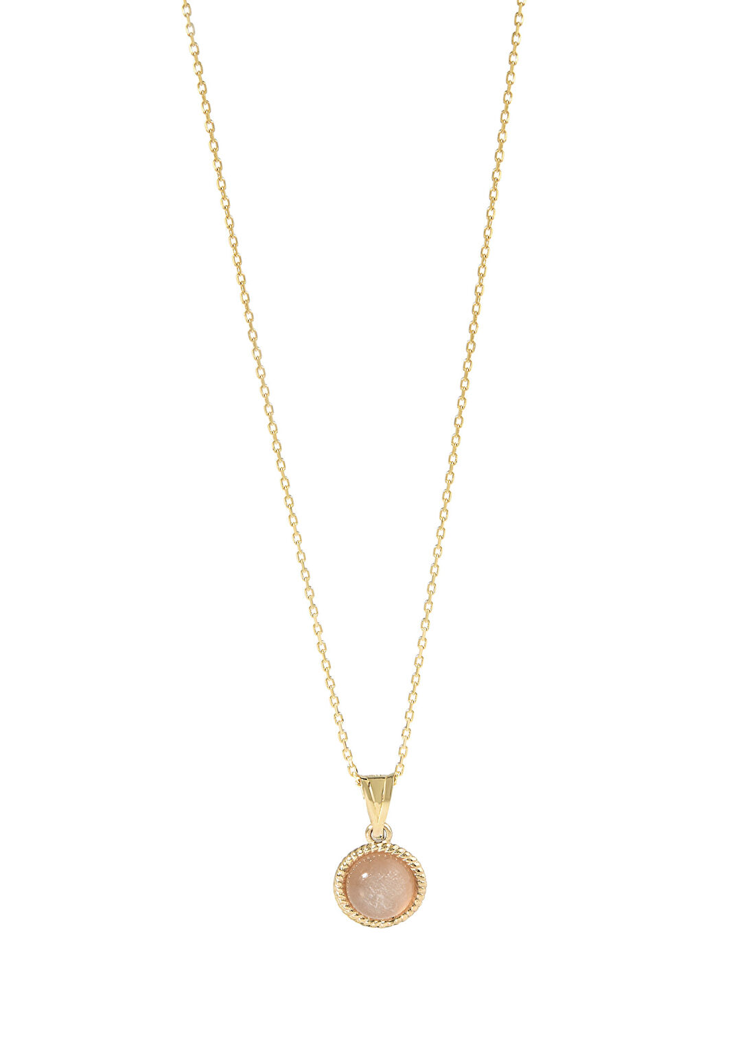 Hems Jewellery Sweet Aytaşı Doğal Taş 14 Ayar Altın Pembe Kadın Kolye