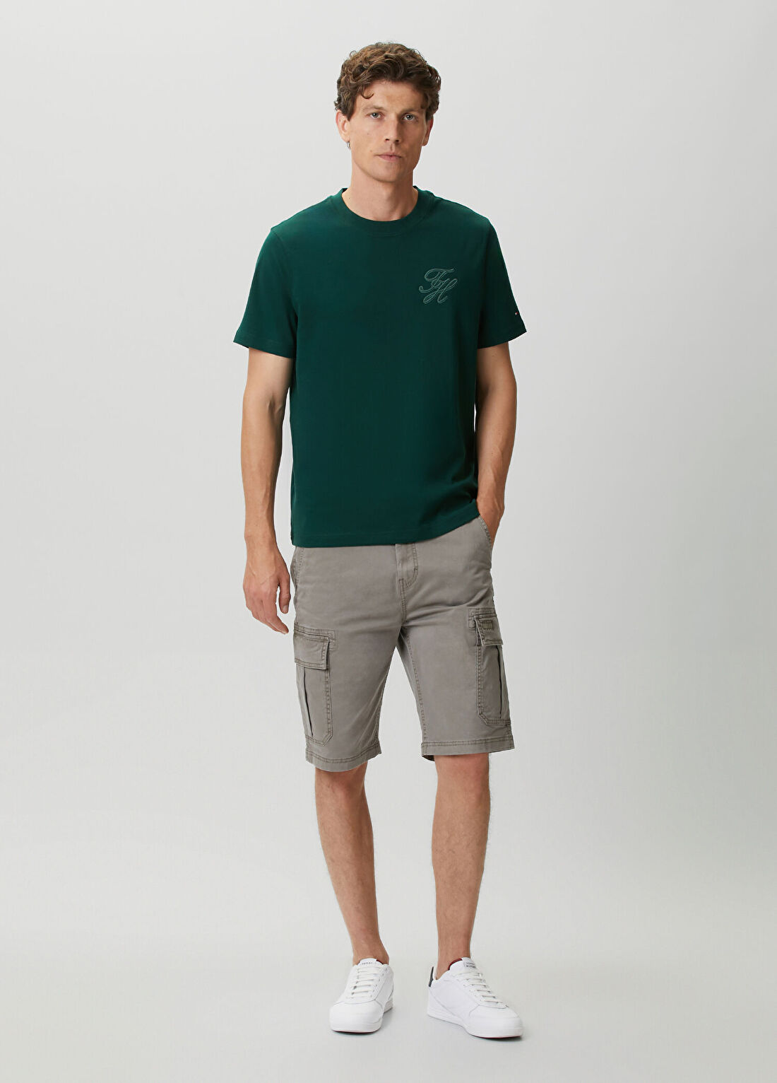 Tommy Hilfiger Script Light Yeşil Interlock T-shirt görsel 2