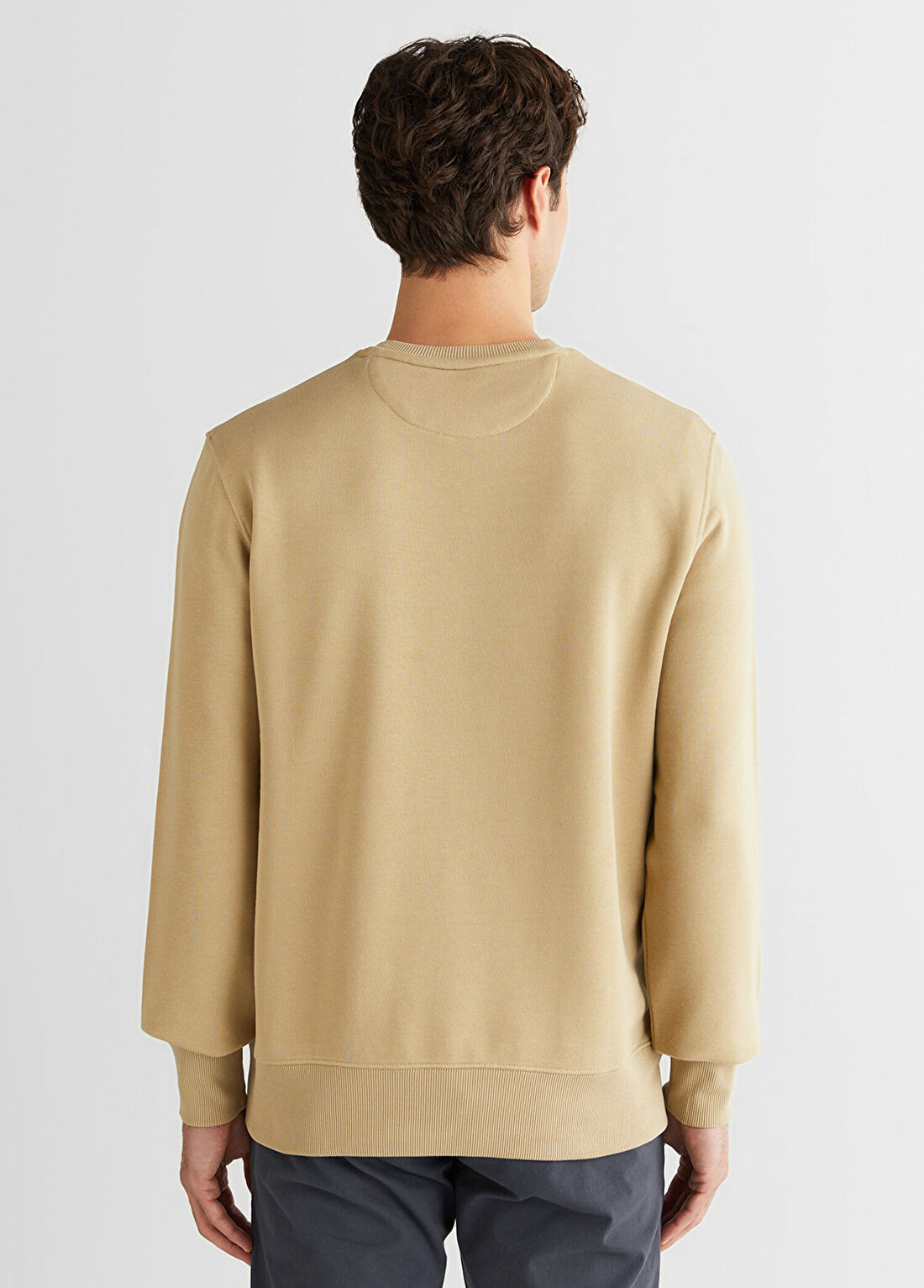 Gant Bej Regular Fit Bisiklet Yaka Erkek Sweatshirt görsel 2