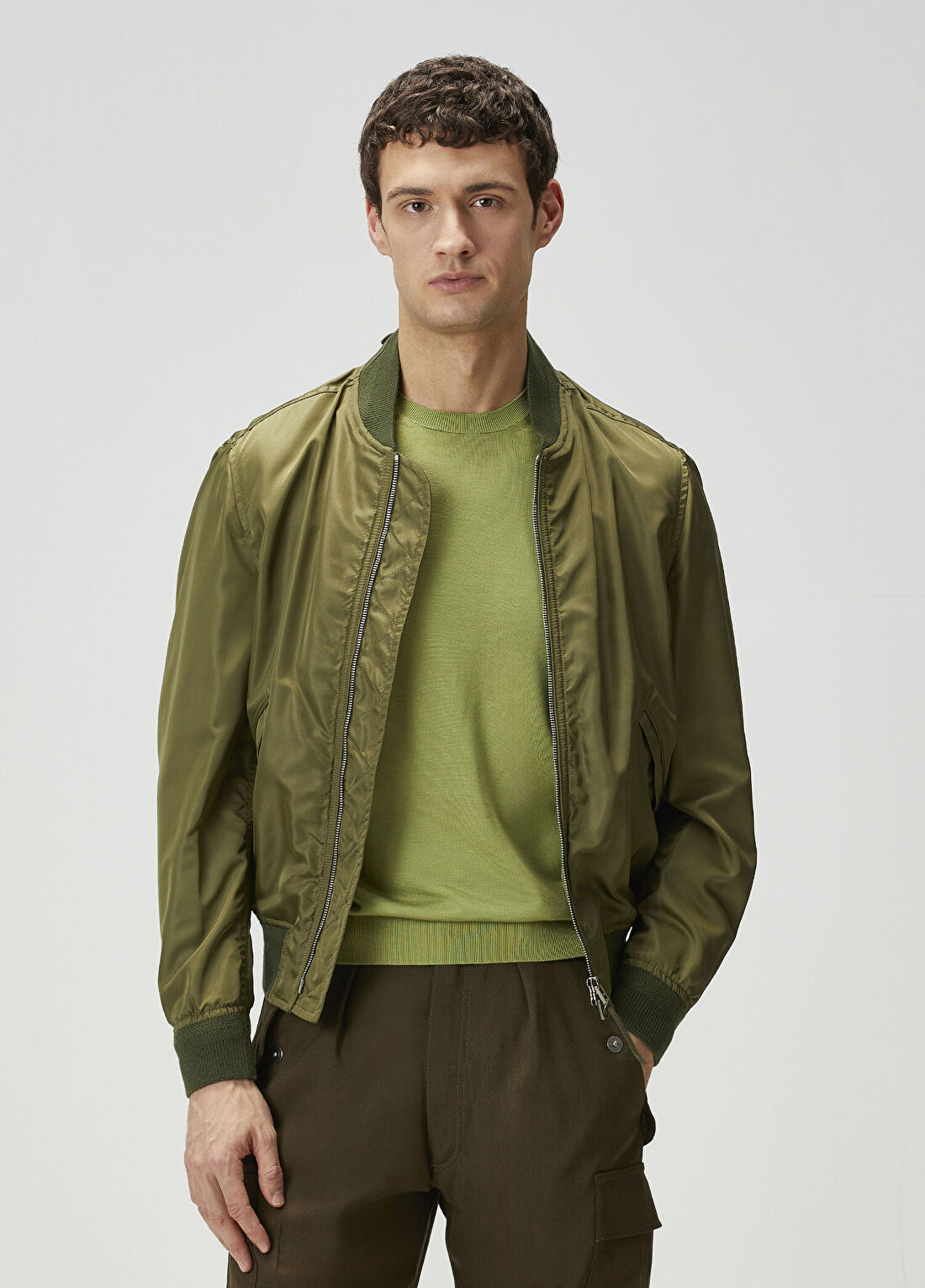 Tom Ford Yeşil İpek Poplin Bomber Mont