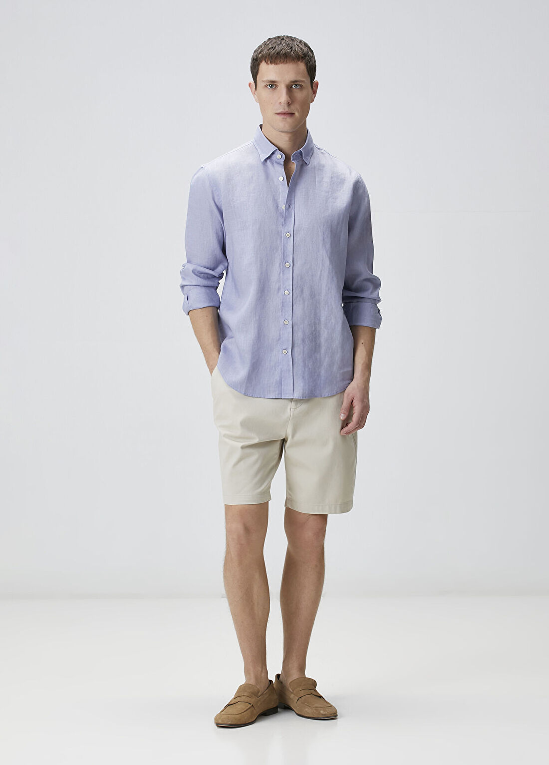 Network Slim Fit Taş Parça Boya Diyagonal Chino Şort