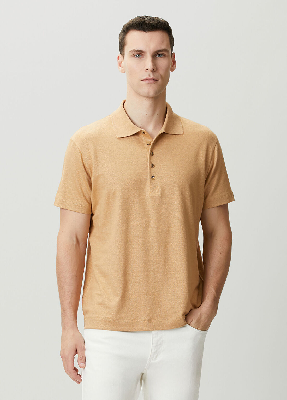 Paul Smith Bej Polo Yaka Keten T-shirt
