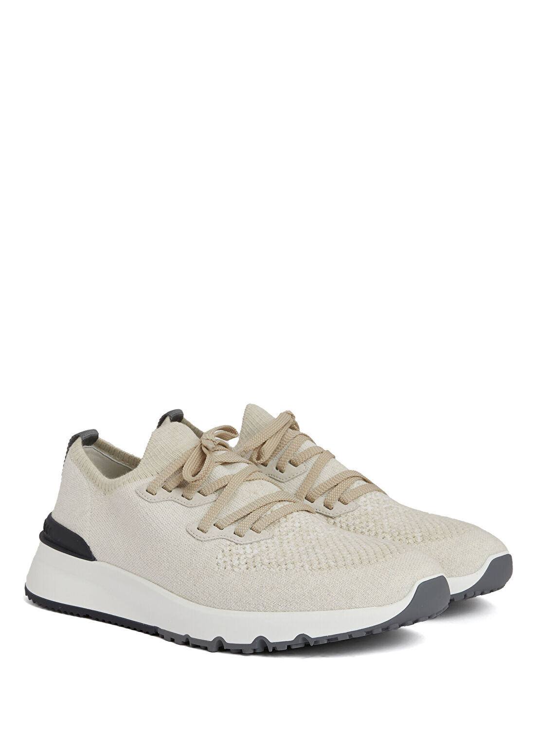 Brunello Cucinelli Ekru Çorap Formlu Erkek Sneaker görsel 2