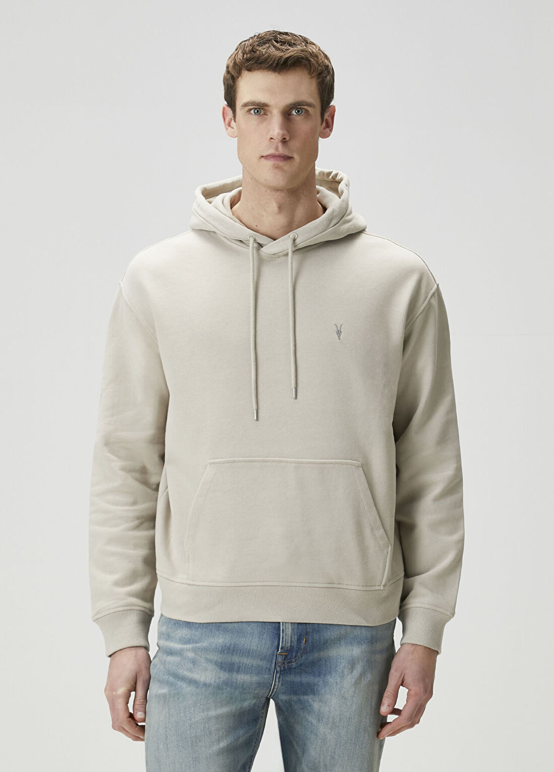 AllSaints Asher Krem Kapüşonlu Sweatshirt