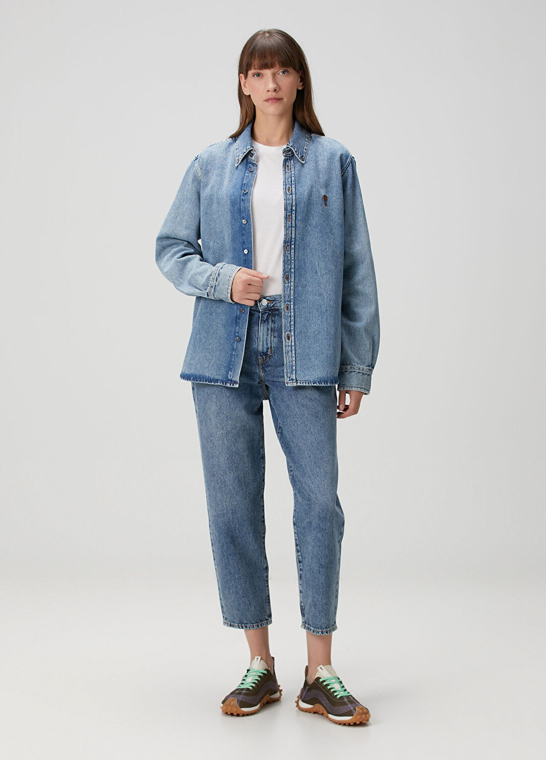 Ami Paris Classic Fit Mavi Denim Gömlek görsel 2