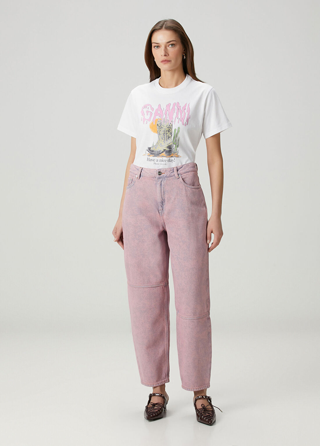 Ganni Cameo Pembe Jean Pantolon