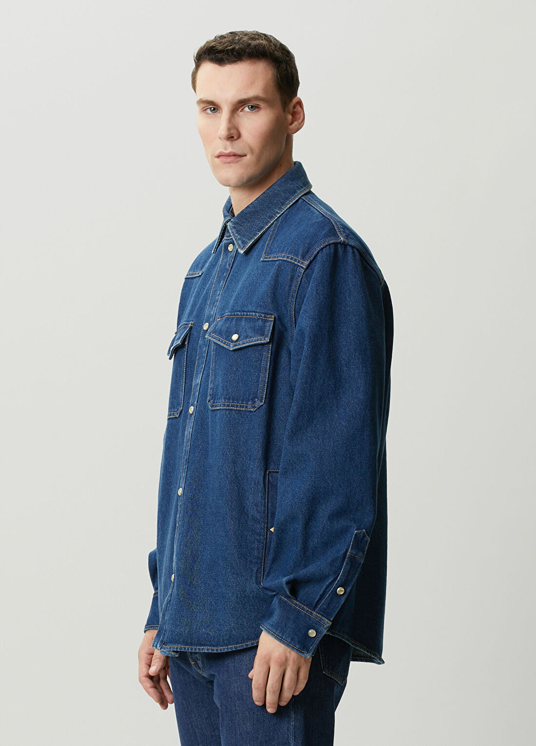 Valentino Lacivert Denim Gömlek görsel 3