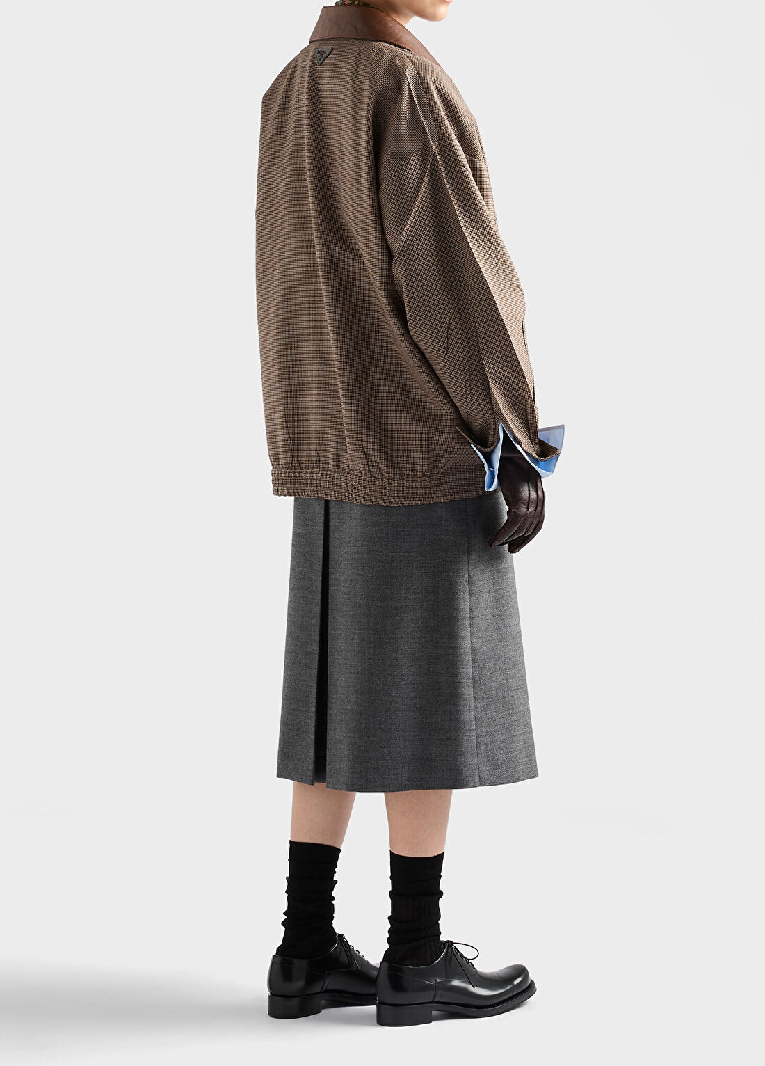 Prada Gri Rush Dikişli Kadın Midi Etek görsel 3