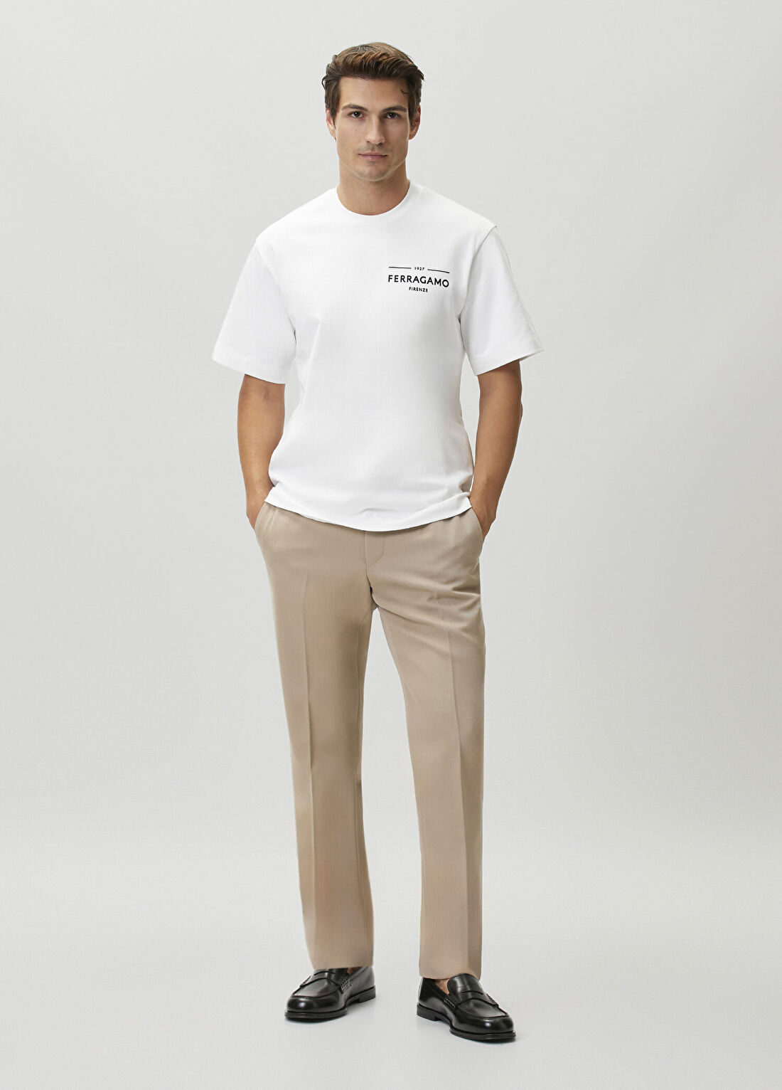 Ferragamo Beyaz Logolu T-shirt