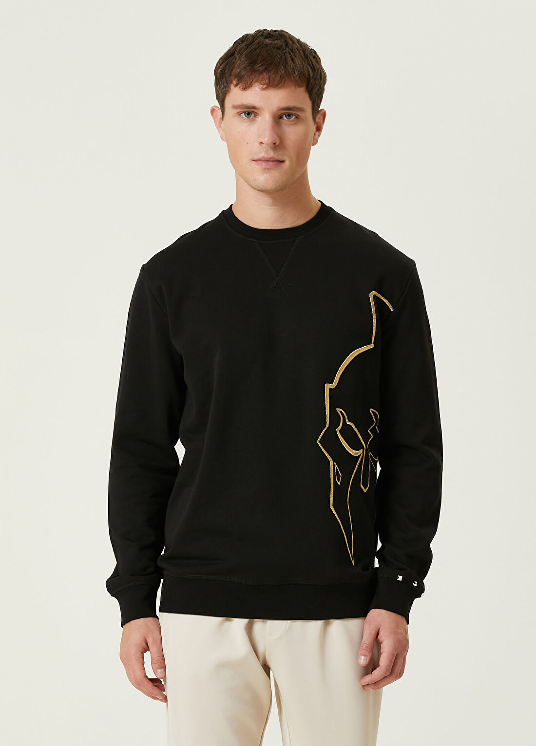 Bernotti Siyah Kask Nakışlı Sweatshirt