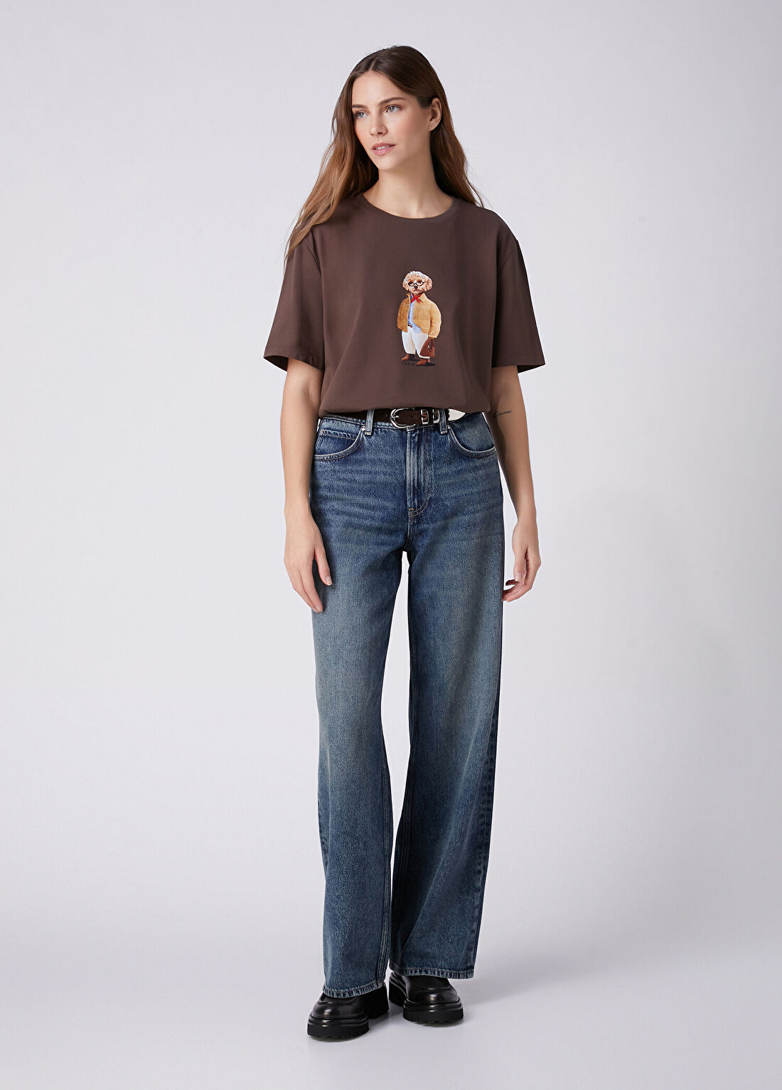 Beymen Club Kahverengi Köpek Baskılı T-shirt görsel 4