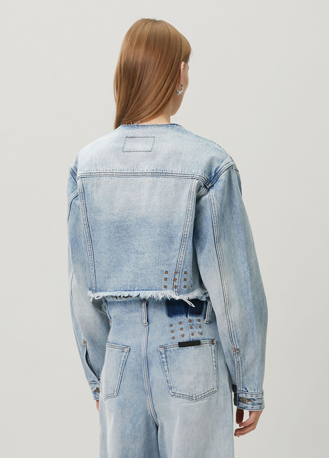 KSUBI Torn Off Mavi Crop Denim Ceket görsel 4