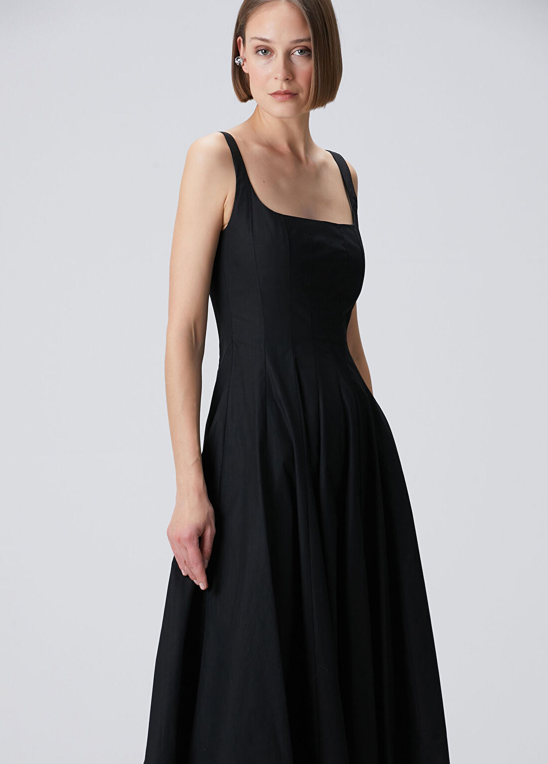 Beymen Collection Siyah Midi Koton Elbise görsel 2