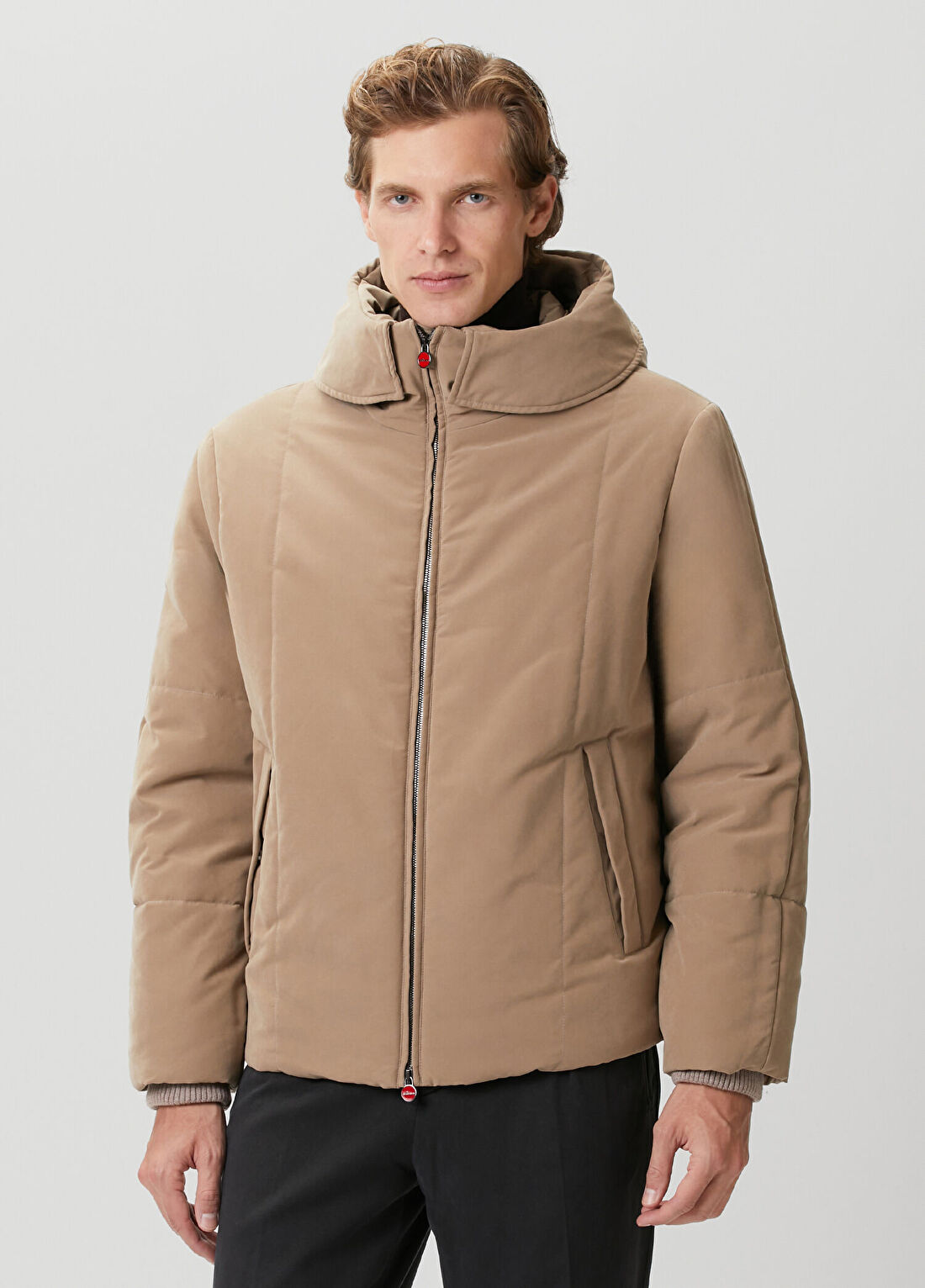Kiton Bej Kapüşonlu Mont