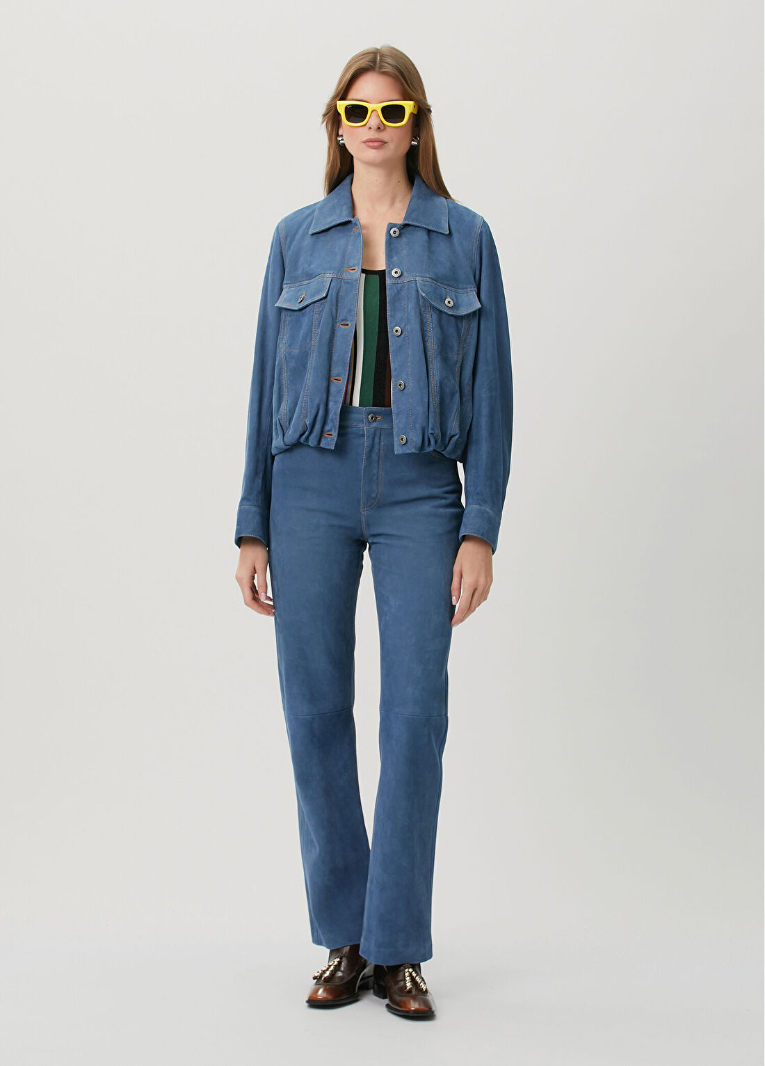 Loewe Mavi Deri Pantolon