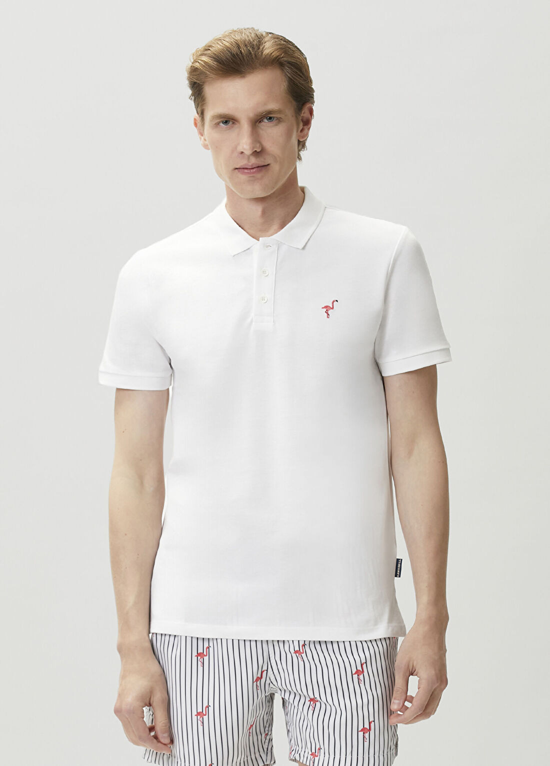 Hawksbill Flamingo Beyaz Polo T-shirt