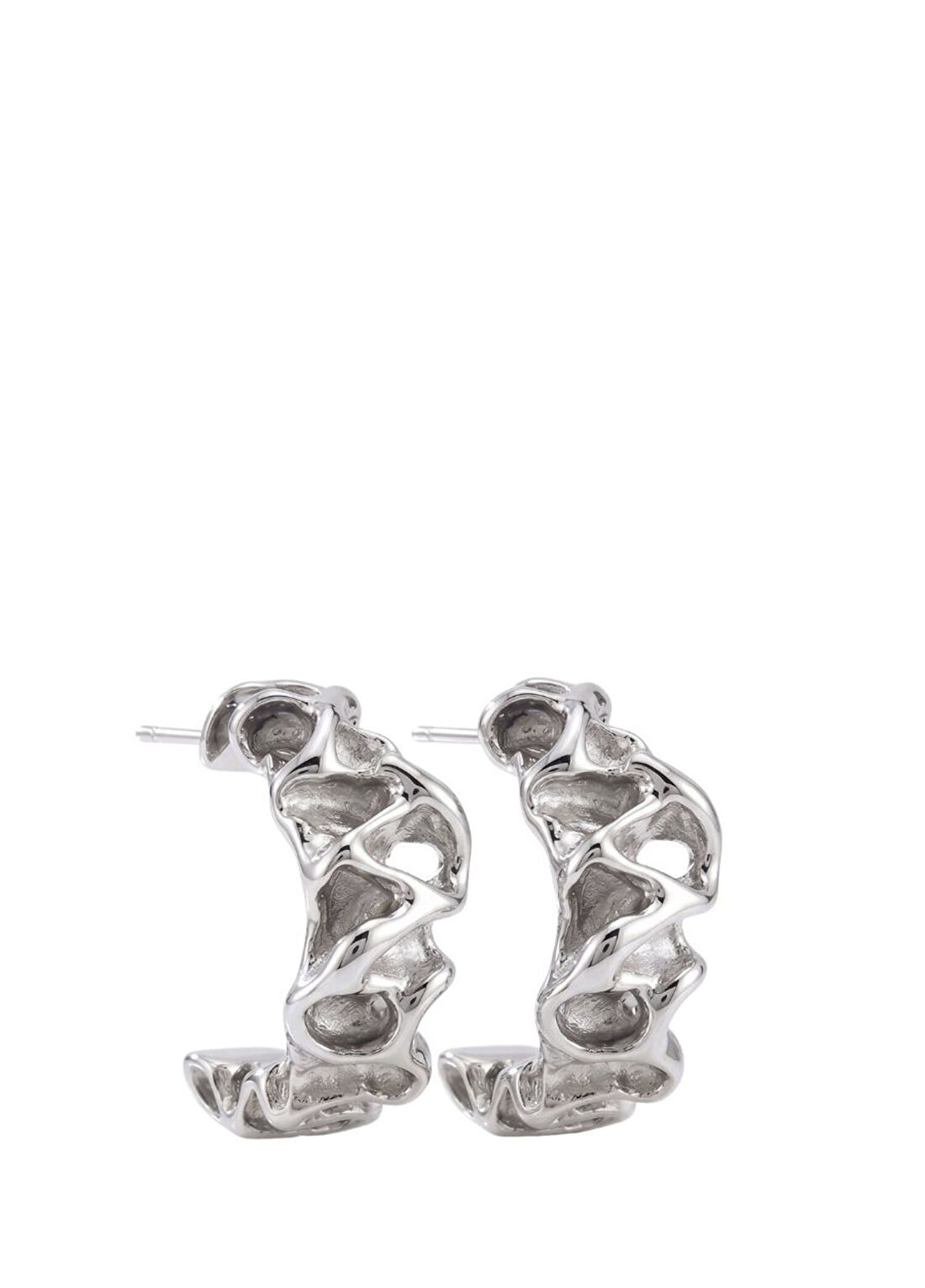 Linya Jewellery Alveo Dokulu Halka Kadın Gümüş Küpe