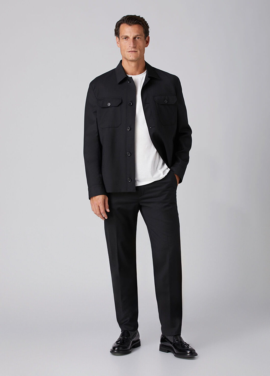 Beymen Collection Siyah Yün Flanel Dış Gömlek görsel 3
