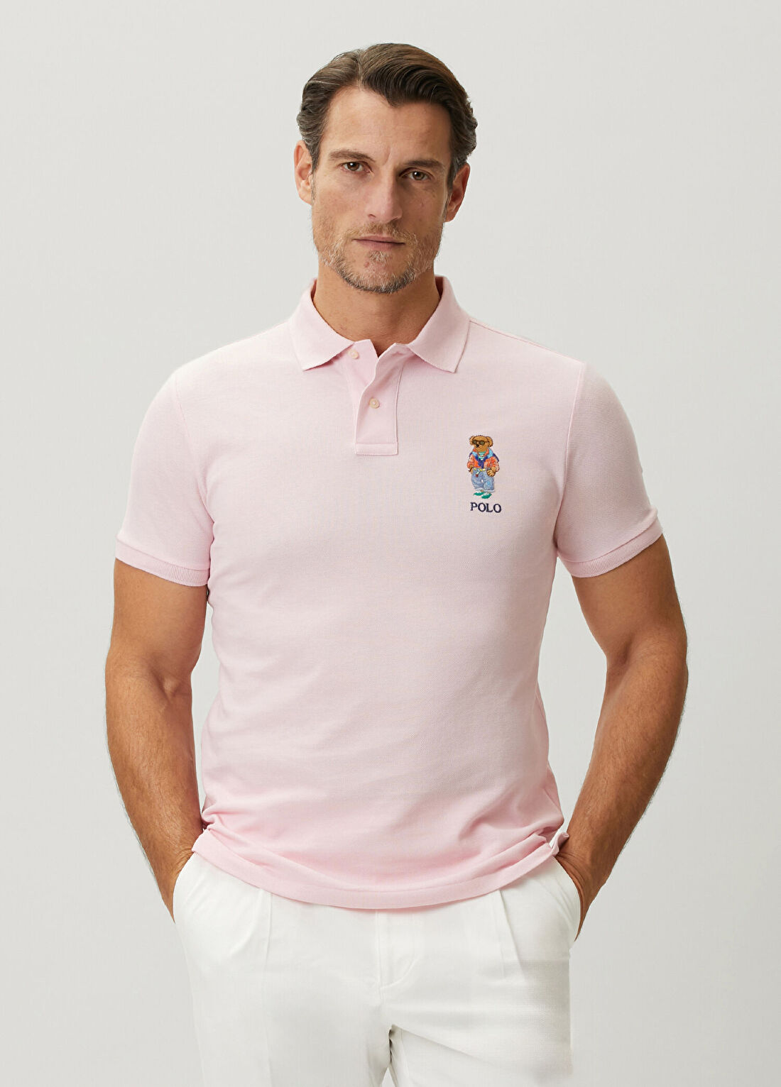 Polo Ralph Lauren Pembe Polo Yaka Logo Nakışlı T-shirt