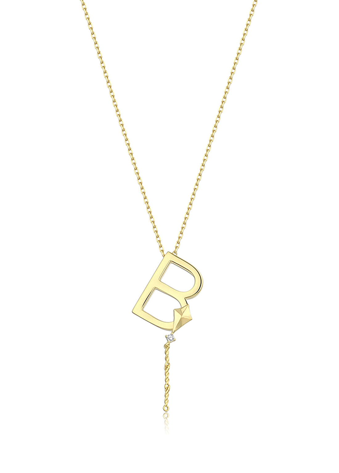 Bendis Design Deniz B Harfi Gold 925 Ayar Gümüş Kadın Kolye